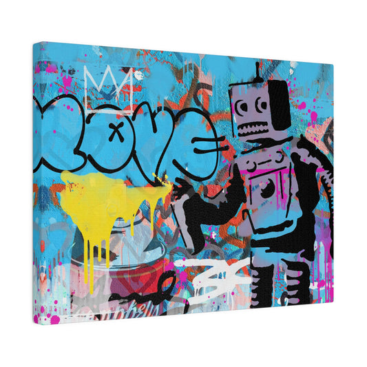Love Robot Graffiti Street Art Canvas Wall Art